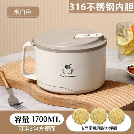 Student Instant Noodle Bowl 201 Stainless Steel Dormitory Lunch Box Large Capacity Drainable Round Rice Bowl Instant Noodle Bowl Gift