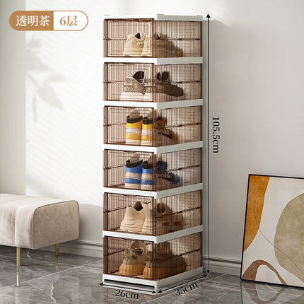 Transparent Folding Shoe Box Push-Free Thickened Shoe Box Integrated Shoe Cabinet Plastic Dustproof Shoe Box Storage Box