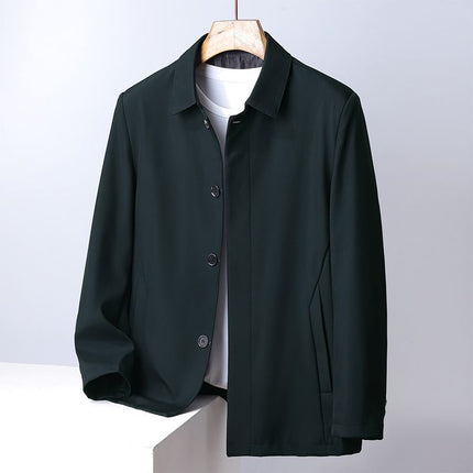 One-Piece Drop-Shipping Men's Autumn and Winter Casual Jacket for Middle-Aged Men, Lapel Light Business Cotton Coat Jacket, Dad's Outfit