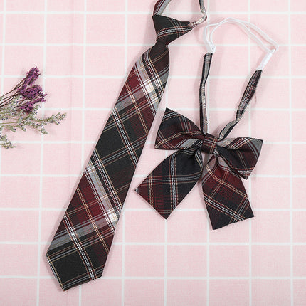Japanese and Korean striped jk/dk college style men's and women's red cyanotic gray blue shirt accessories tie-free collar set