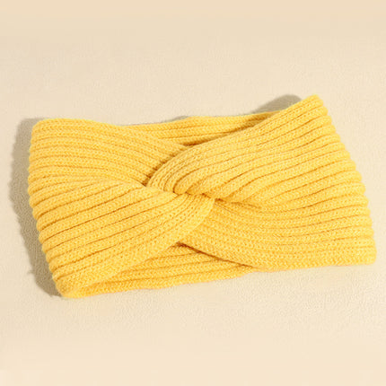 European and American cross-border knitted hair band fashionable all-match elastic wool cross headband autumn and winter warm wide-brimmed hair accessories