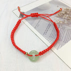 Light green safety buckle braided red bracelet