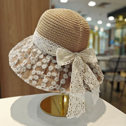 New Hat Women's Sun Hat Folding Large Cornice Hollow Sunscreen Sun Hat 2025 Outdoor Casual Fisherman Hat Basin Hat