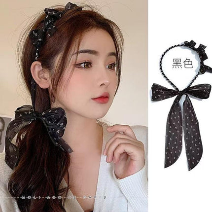 Sweet Floral Pearl Long Strap Hair Band Headband Summer New Sweet Tie Hair One-piece Pressure Hair Headband Women