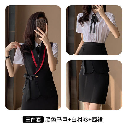 Professional suit women's waistcoat workwear hotel front desk strap vest jewelry store beautician work clothes temperament suit