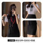 Black Vest Short Sleeve Shirt Dress / S