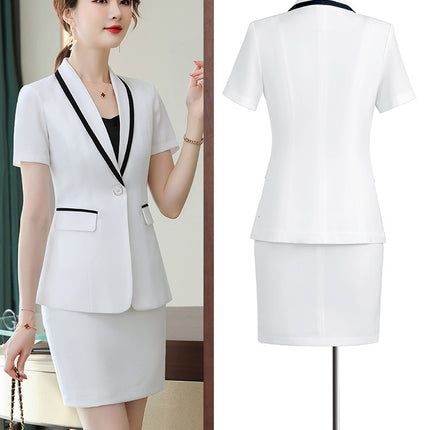 Summer short-sleeved suit suit women's thin business wear small temperament formal suit suit skirt front desk work clothes