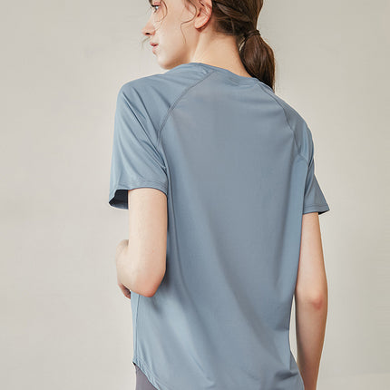 Loose Quick-drying Sports Top Women's Short-sleeved T-shirt Yoga Clothing Breathable Running Training Large Size Slimming Fitness Clothing for Summer