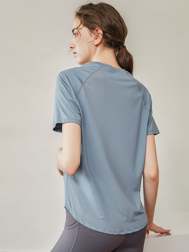 Loose Quick-drying Sports Top Women's Short-sleeved T-shirt Yoga Clothing Breathable Running Training Large Size Slimming Fitness Clothing for Summer