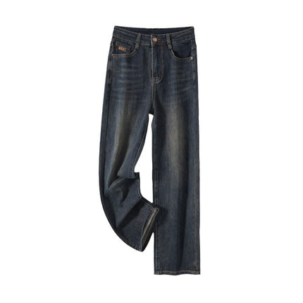 Spring 2026 Volcano Gray Women's Narrow Wide-Leg Jeans Versatile Floor-Length Straight-Leg Jeans for Women