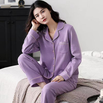 Women's cotton pajamas Spring and Autumn long-sleeved winter plus size summer suit homewear can be worn outside