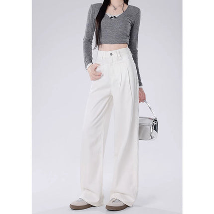 Workwear High Waist Slimming Internet Popular New Slim Fit Mop Pants 2025 Casual All-match Dape Wide Leg Pants Women's Loose