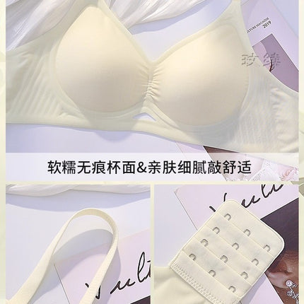 Seamless Women's Summer Thin Bra with Push-Up Effect for Small Busts, Wireless, Side Breast Support, Anti-Sagging, Fixed Cup Bra