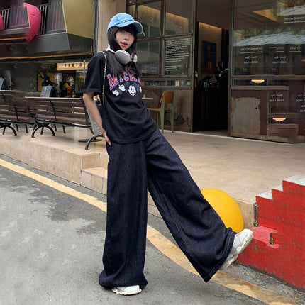 High Waist Wide Leg Jeans Women's 2024 New Autumn and Winter Original Color Tannin Dipped Straight Loose Mop Pants
