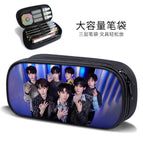 Large-capacity three-layer canvas pencil case-factory direct sales / B15673