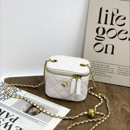 New Textured Box Bag Niche Fashion Lipstick Bag Versatile Small Fragrant Style Rhombus Chain Shoulder Crossbody Bag for Women