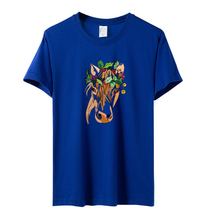 Amazon a generation of hair with green flowers horse head printed loose European and American printed ladies casual T-shirt women's jacket