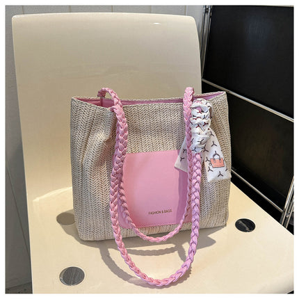 2025 Summer Popular Bags for Women, Woven Large-Capacity Tote Shoulder Bag, Fresh and Simple Handbag, Simple and Fashionable