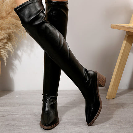 Foreign Trade Elastic Boots for Women, Autumn and Winter New Over-The-Knee Boots for Women, High Heels, Thick Heels, High Boots, Women's Boots