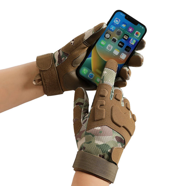 Tactical Gloves Men's Outdoor Sports Rock Climbing Training Military Fan Riding Motorcycle Full Finger Touch Screen Protection Non-slip and Durable