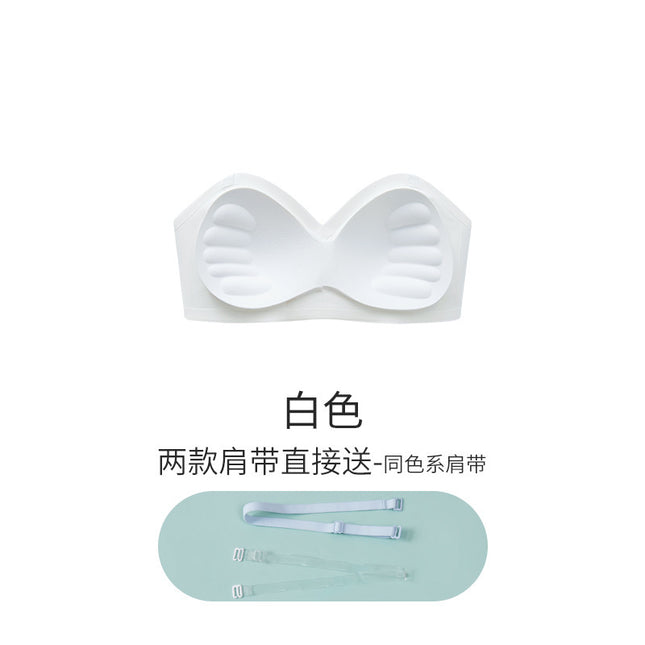 seamless rimless one-piece fixed cup strapless gathered non-slip anti-light invisible underwear women's tube bra bra