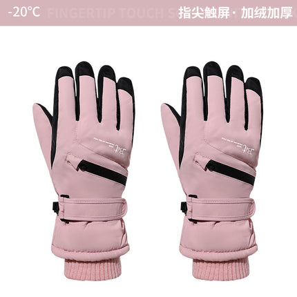 Wholesale Winter fleece-lined Ski Gloves Outdoor Sports Riding Non-slip Gloves Windproof Cold-proof Touch Screen Ladies Gloves