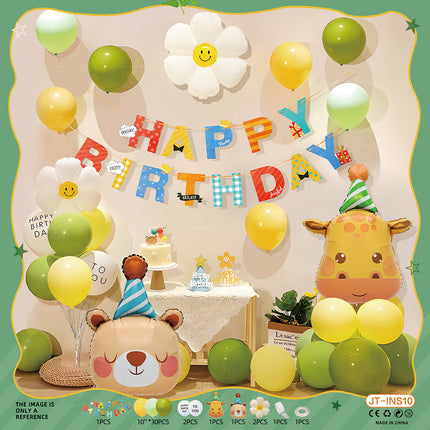 Cross-Border Ins Style Kidsren's Birthday Scene Decoration Boys and Girls Balloons Family Simple Party Ritual Sense