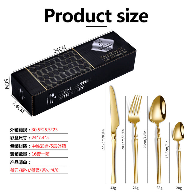 Cross-border Amazon stainless steel tableware suit 16/24 piece set small waisted western steak knife, fork and spoon suit
