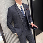 Purplish blue [suit + suit pants + vest + shirt] send tie / M [recommended 90kg-105kg]]