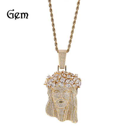 Cross-border Europe and the United States new hip-hop copper inlaid zircon full diamond portrait personality men's pendant manufacturers a generation of hair