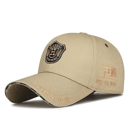 Spring and Autumn Fashion Metal Label Letter Wheat Ear Embroidered Hard Top Baseball Cap for Men and Women Street Sunshade Breathable Cap