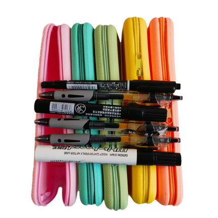 New Silicone Pencil Case Large Capacity Stationery Bag Student Simple Pencil Case Portable Long Square Stationery Storage Pencil Bag