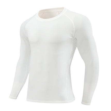 Amazon Pro Quick-Drying Tights Men's Printed Long-Sleeved Sports Running Fitness Compression Clothing Round Neck T-Shirt Wholesale
