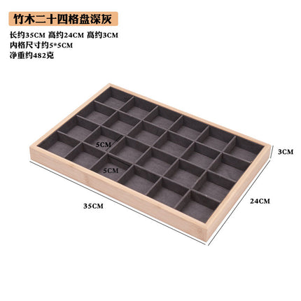 Bamboo Edge 24-grid Jewelry Disc Earrings Headline Necklace Sorting Finishing Box Beaded Flower Jewelry Display Rack Looking at Pallets