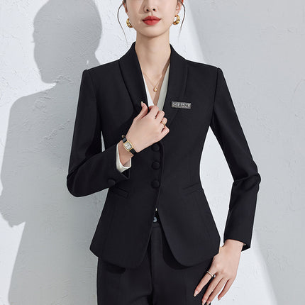 Blue Three-button Small Suit suit Women's Professional Dress Jewelry Shop Beauty Salon High-end Hotel Front Desk Work Clothes