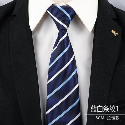 Tie Men's Forsuit Business Blue Striped Shirt Suit Hands Lazy People Zip-Free Wedding Trend