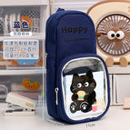 Cartoon animal pencil case - new navy blue