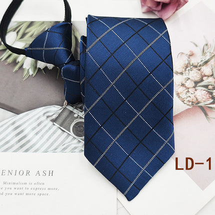 Factory In-Stock Zipper Tie Men's Formal Business 8cm Lazy Tie Red Black Striped Workplace Striped Tie