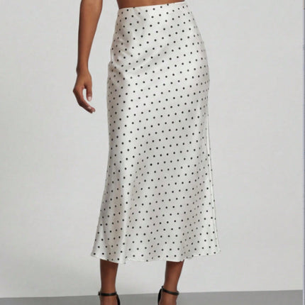 In-Stock Cross-Border Women's Clothing Wholesale European and American Style Elegant Satin Midi Skirt Slimming and Flowy