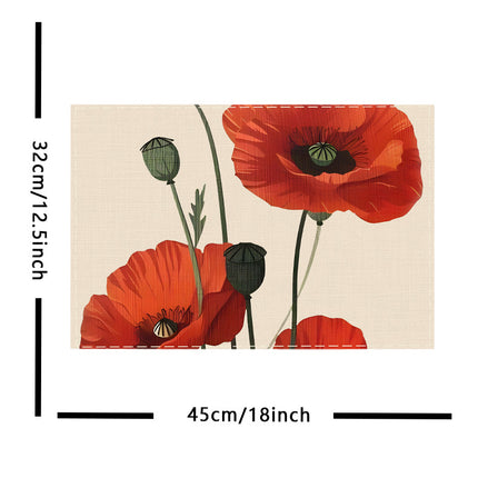 Amazon's New Poppy Linen Table Flag Digital Printing Insulation Mat Household Western Place Mat Student Bowl Mat Wholesale