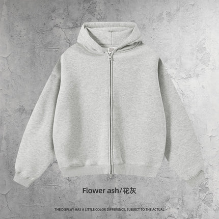 Cai Xiang Island Men's Boxy Fit Heavyweight Hoodie 350g Fleece Hoodie Double Zipper Sweatshirt for Men