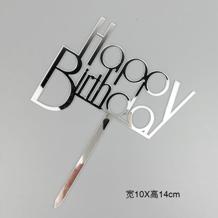 Acrylic Cake Baking Decoration Inserts Round Square English Happy Birthday Dessert Toppers Party Cards