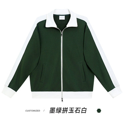 wine red 380g blockbuster fashion brand zipper cardigan coat autumn and winter color matching long sleeve solid color basic stand collar sweater men