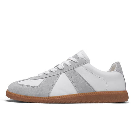 Men's Shoes, New Spring and Autumn German Training Shoes, Men's Casual Versatile Running Shoes, Breathable Sports Shoes, Leather Panel Shoes, White Shoes