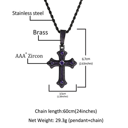 Europe and the United States cross-border jewelry hip-hop cross diamond pendant necklace retro niche Joker Net red necklace wholesale