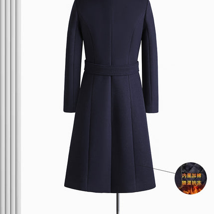 Professional woolen coat women's winter slim-fit mid-length woolen coat with cotton sales department front desk work clothes