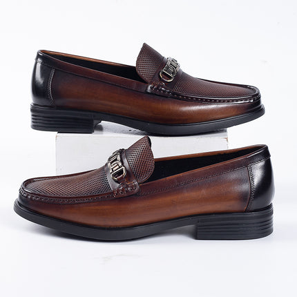 Men's Shoes, Men's Leather Shoes, Summer New Style, Genuine Leather, Breathable Slip-On Casual Leather Shoes, Loafers, Business Leather Shoes