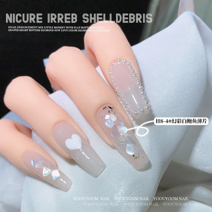 Irregular Japanese nail shell piece wholesale magic color natural ultra-thin abalone fragment boxed nail decoration patch