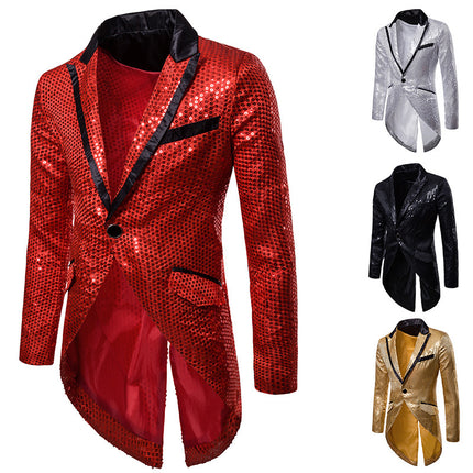 European and American Men's Clothing Autumn and Winter Sequin Decorative Design Evening Dress Tuxedo Men's Lapel Suit Xz31