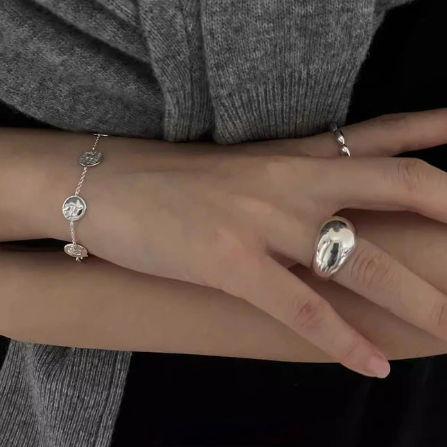 Basic Stacked Balloon Ring Brass Plated 18K Gold/Platinum Light Luxury Fashion High Style New Ring